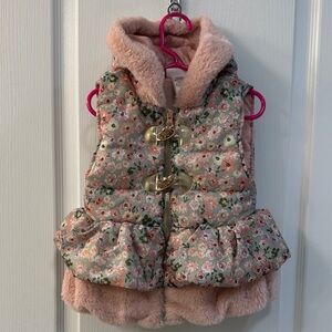 Little Lass Flowered Pink and Cream Vest